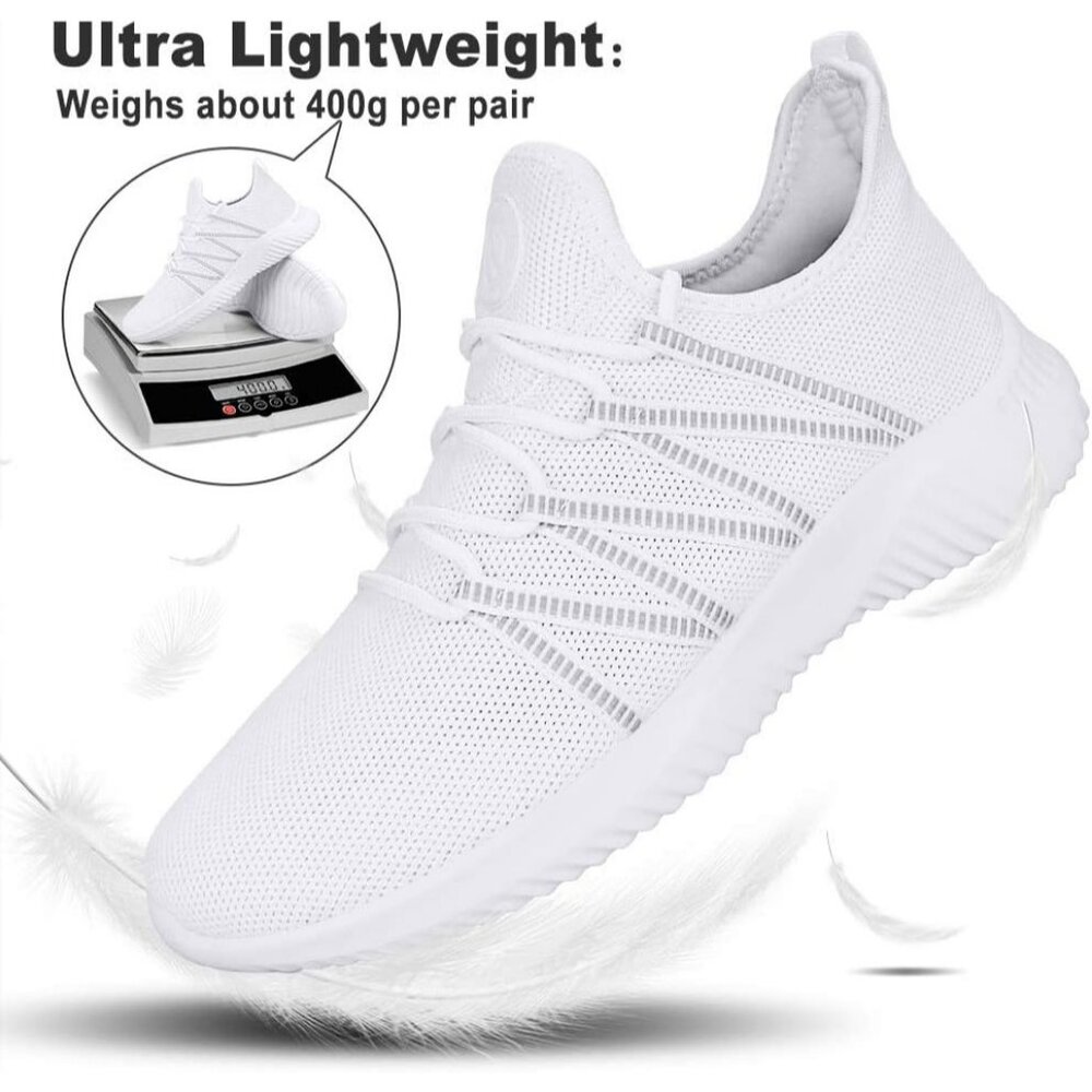 Men's White Breathable Lightweight Comfortable Non Slip Fashion Sneakers - Picture 5 of 6